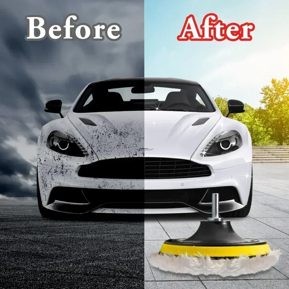 5Pcs 3/4/5 inch Car Polishing Pad Set Wool Buffing Wheel Tool Drill Polish Disc Kit for Car Polisher Auto Paint Waxing Care