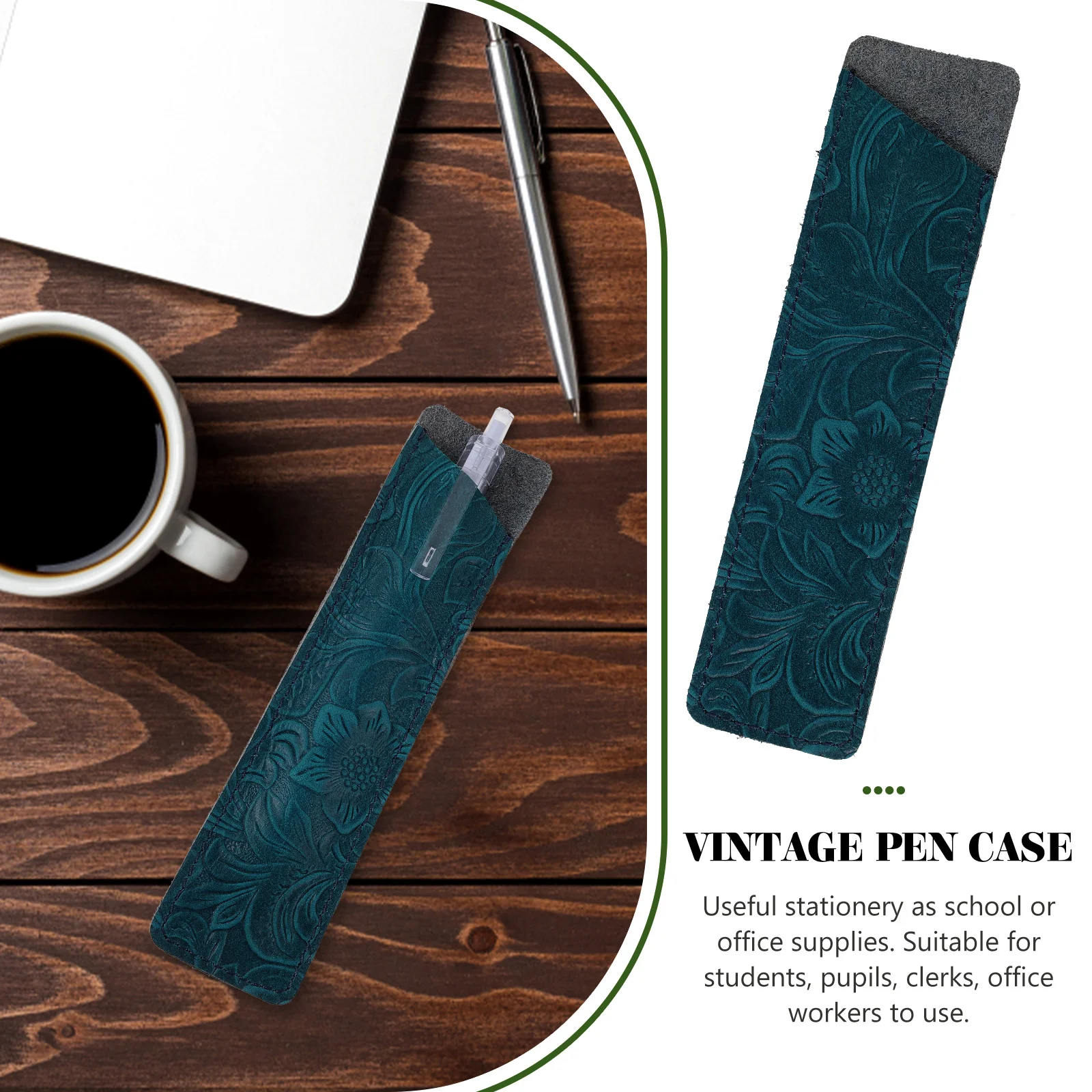 

Vintage Pen Bag Large Capacity Waterproof Office Stationery Pouch For School Pens Storage Gift Set Blue