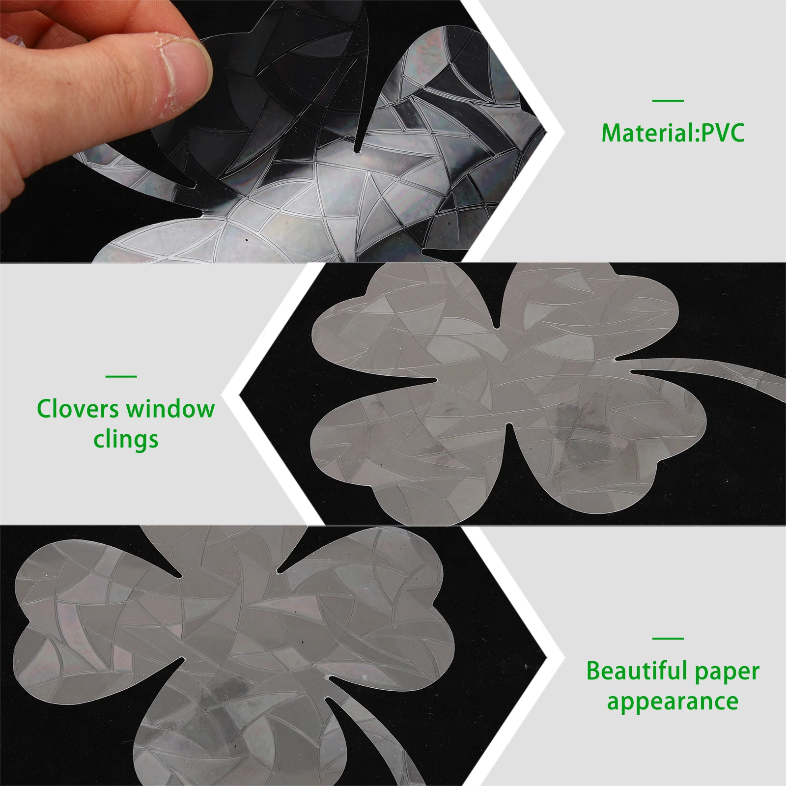 

6 Sheets Four Leaf Sticker Static Cling Decal Kids Window Decor Anti Collision Rainbow Stickers