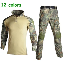 12 Colors hunting Clothing Set Camouflage Suit Camo Tactical Uniform Combat Elbow Knee Pads Tactical Suits for Hunting