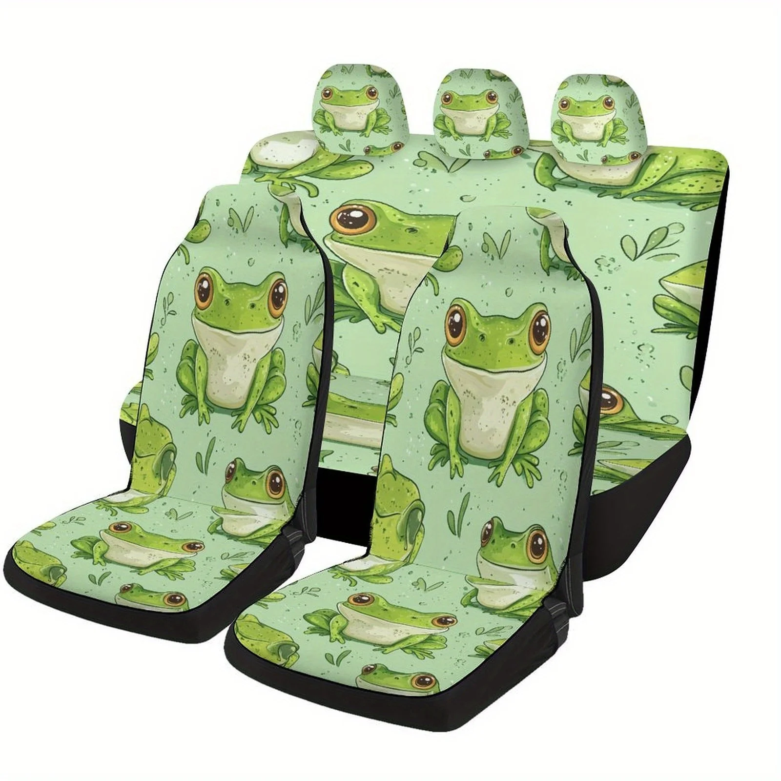 

Frog Pattern Themed Car Seat Cover Set For Most Cars, Fashion Novelty Car Seat Protector Covers Full Set, Universal Car Seat Co