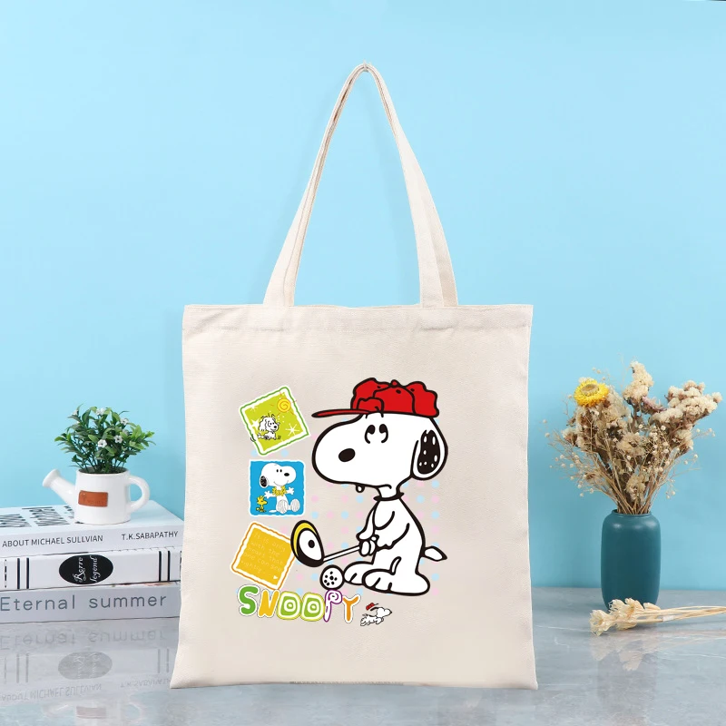 Anime Snoopy torba na zakupy kobiet dziewczyna torba na zakupy Kawaii torby duża torba z rączkami wielokrotnego użytku z nadrukiem kreskówka