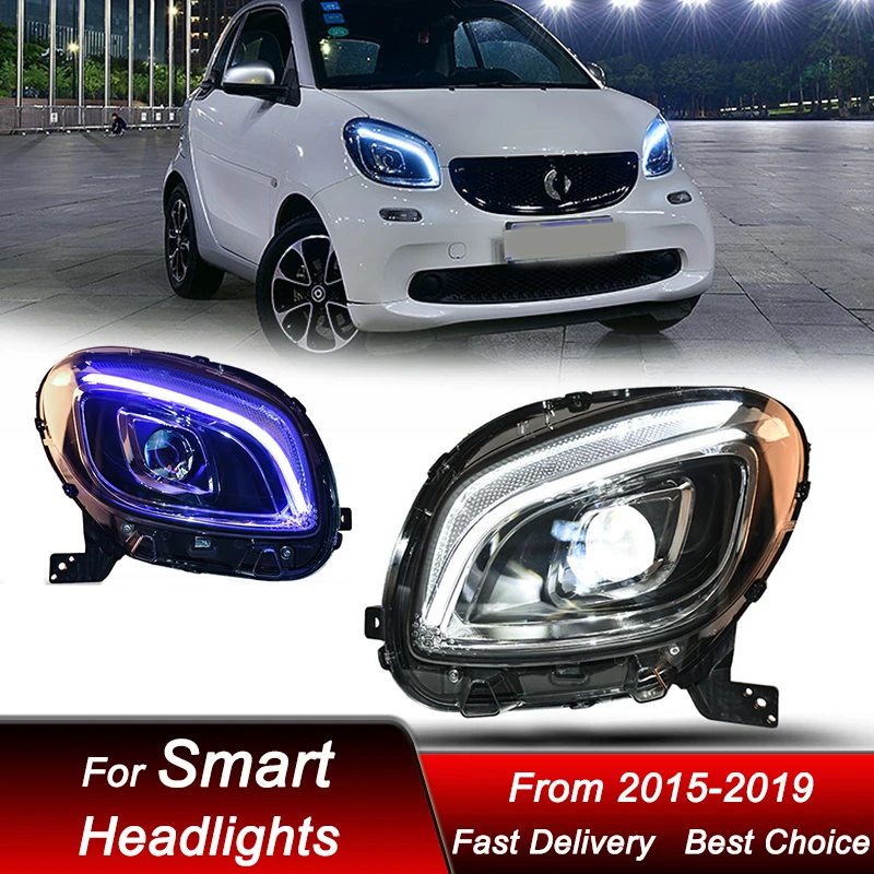 Car Headlights For Mercedes-Benz Smart 453 2015-2019 blue start full LED Auto Headlamp Assembly Projector Lens Accessories Kit