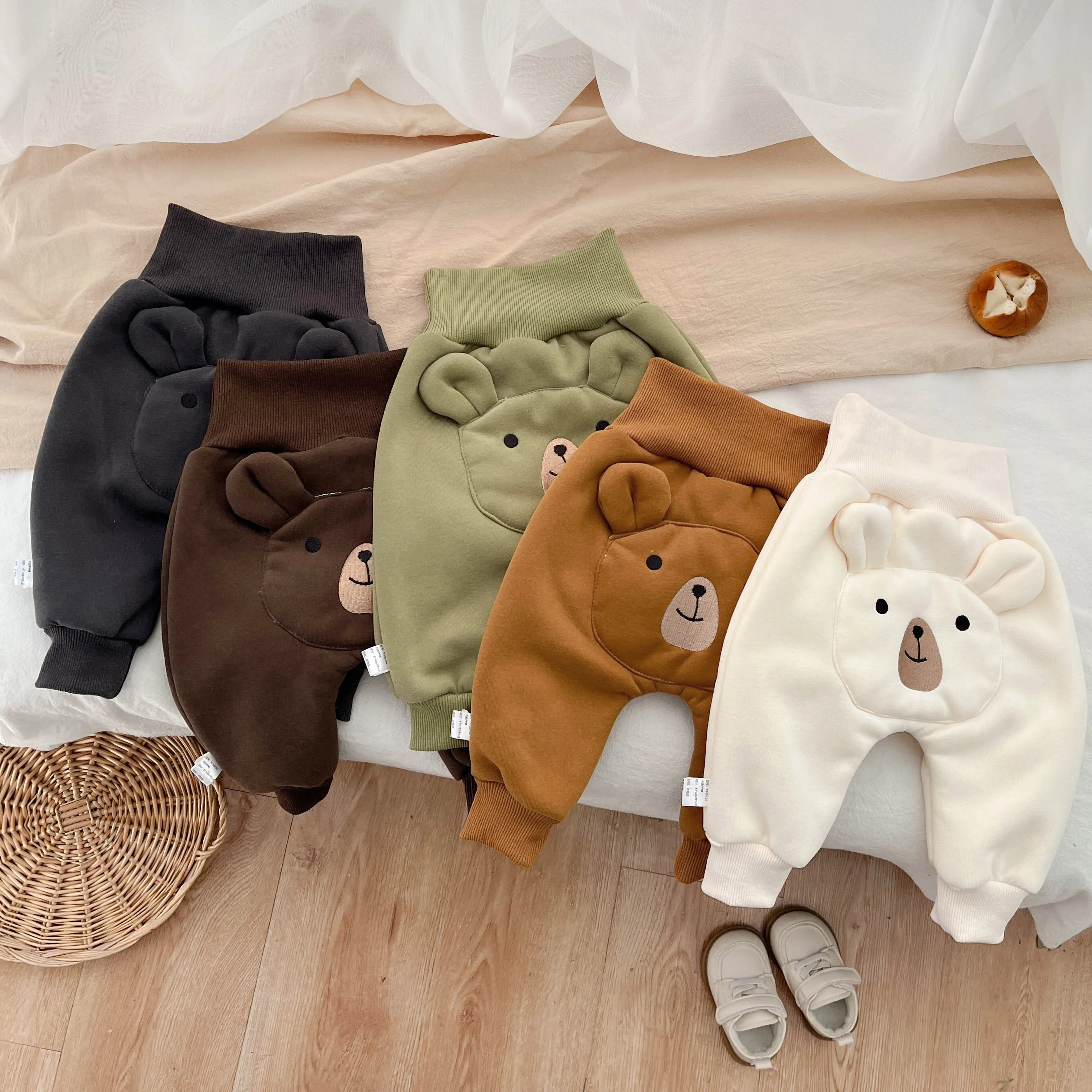 Winter And Autumn Newborn Baby Girls And Boys Trousers Cotton Cute Cartoon Elastic Waist Korean Fashion Thickened Soft Casual