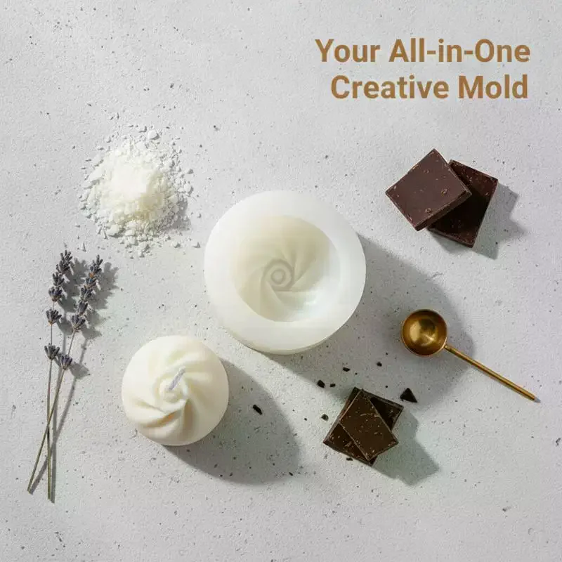 3D Simulation Steamed Stuffed Bun Dumpling Silicone Mold Easy Demold DIY Tool for Candle Soap Plaster Keychain Making
