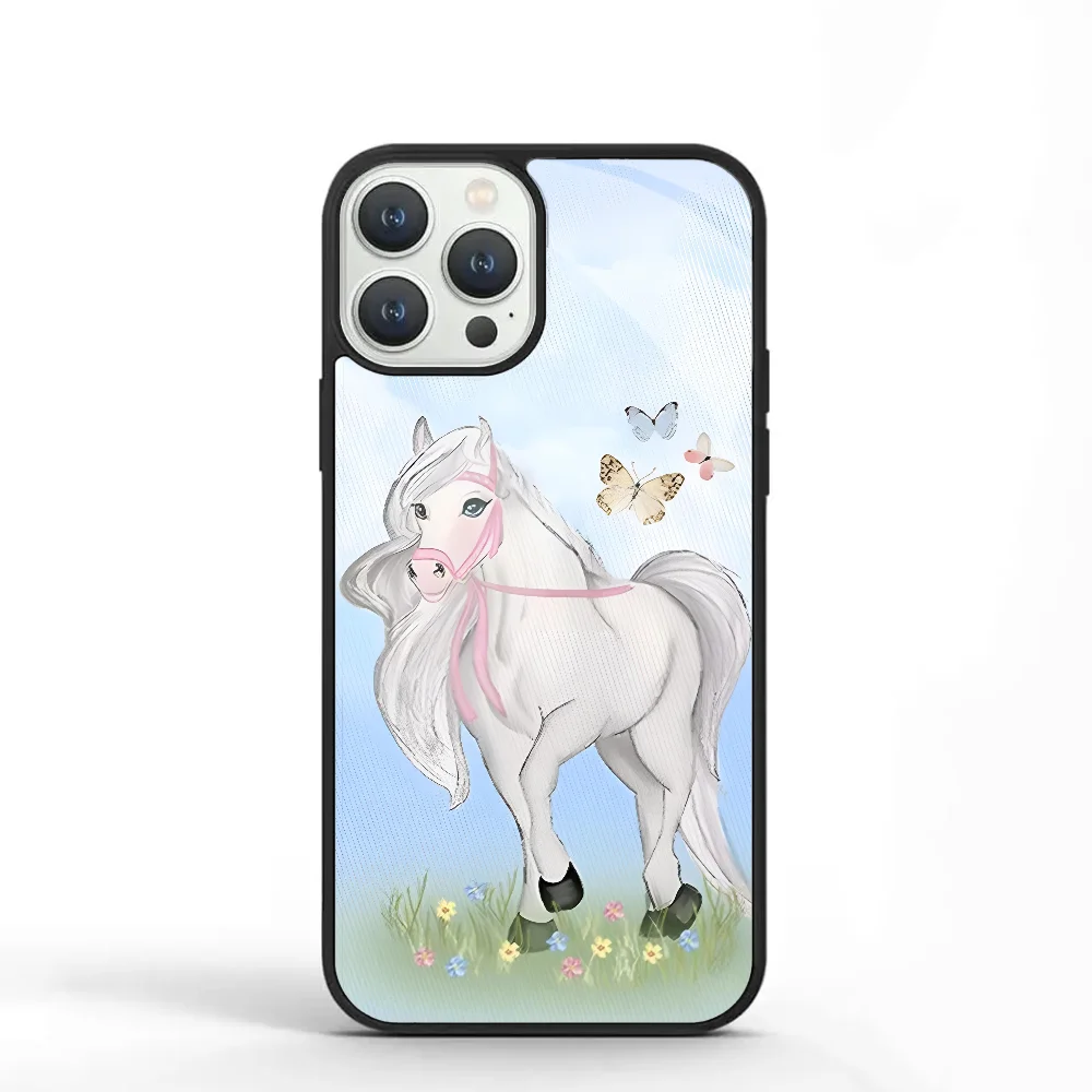 Precious Pony Phone Case For IPhone 11 12 13 14 15 Plus Pro Max Mirror Acrylic PC TPU Cover