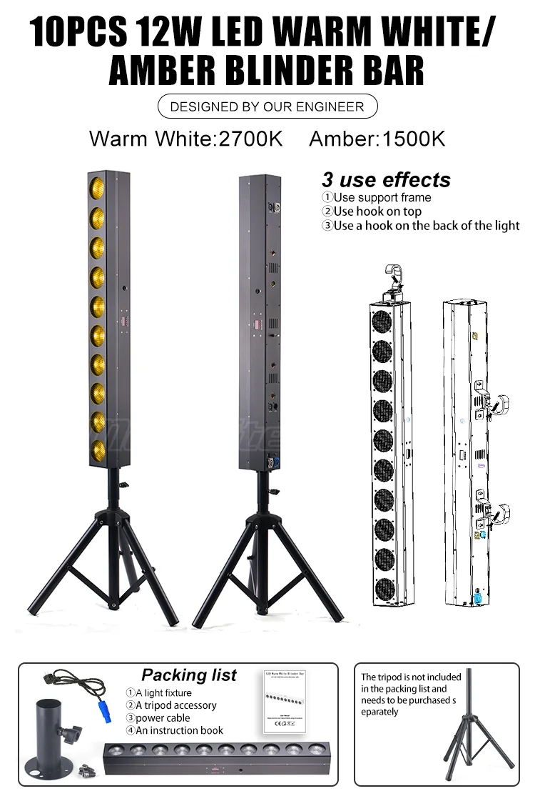 

10x12W Warm White LED Blinder Bar – DMX512 for KTV, Clubs & Small Stage Audience Lighting
