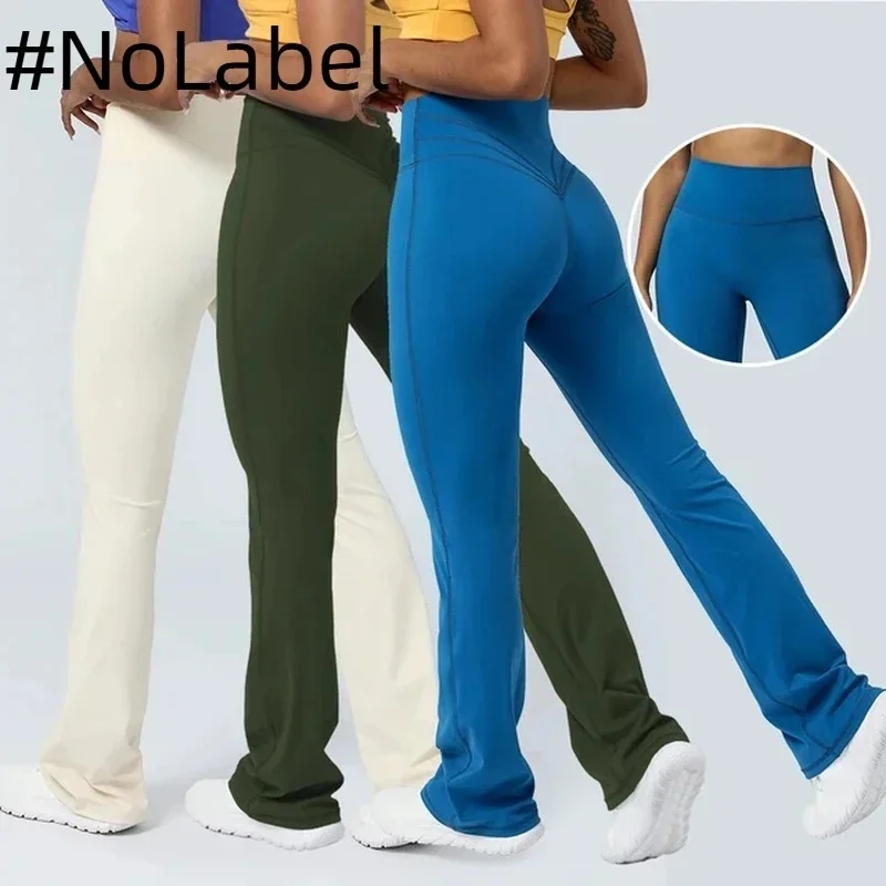 NoneLabelCollection Women Yoga Flare Leggings High Waist Dance Pilates Fitness Gym Buttock Lifting Workout Wide-Leg Pants 