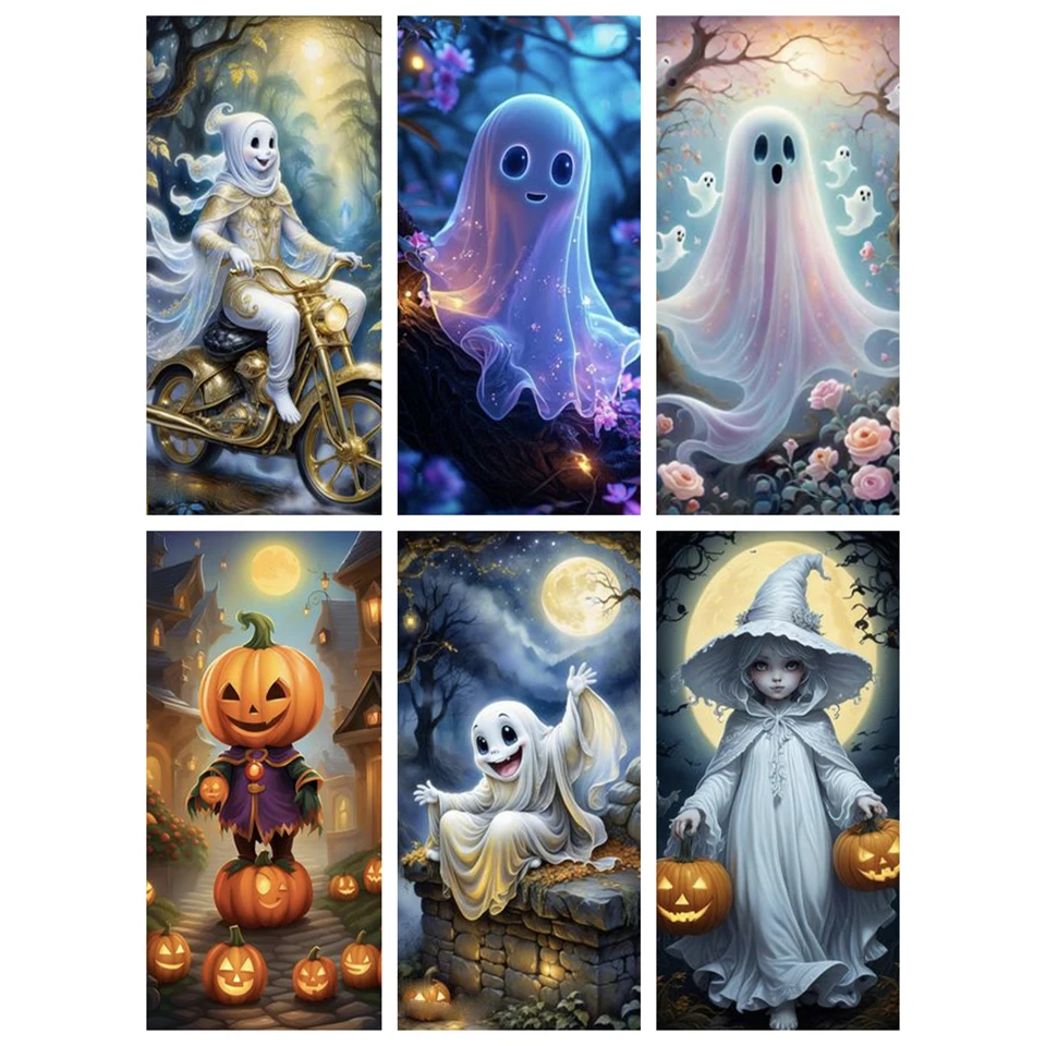 

Halloween 5D Collage DIY Diamond Horror Diamond Mosaic Art Embroidery Rhinestone Picture Academy Halloween Decoration