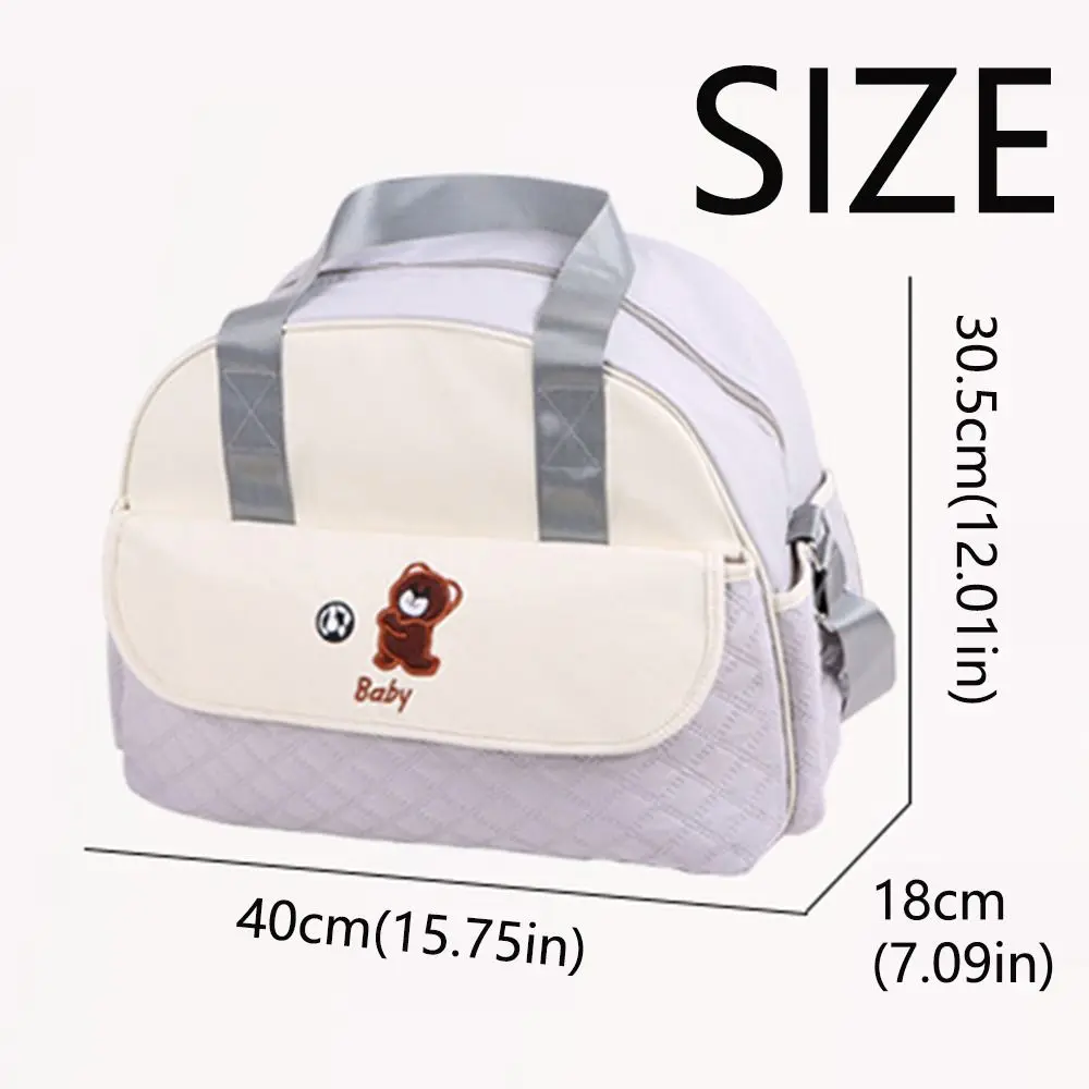 Creative Cartoon Mommy Bag Bear Pattern Lightweight Mommy Crossbody Bag Practical Wear-resistant Portable Diaper Bag Daily Use