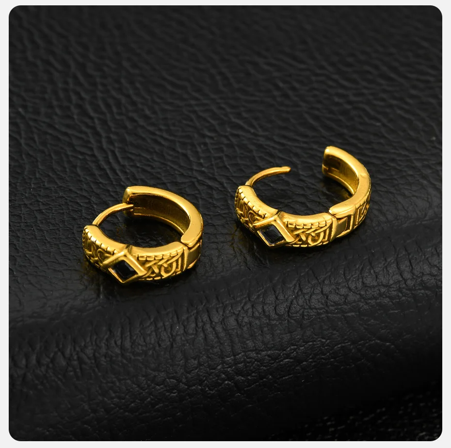Vnox Vintage geometrische Creolen für Männer und Jungen, Edelstahl-Ohrringe mit weißem und schwarzem Zirkon, 4 mm breit, Punk-Schmuck, Geschenk – Detail 6