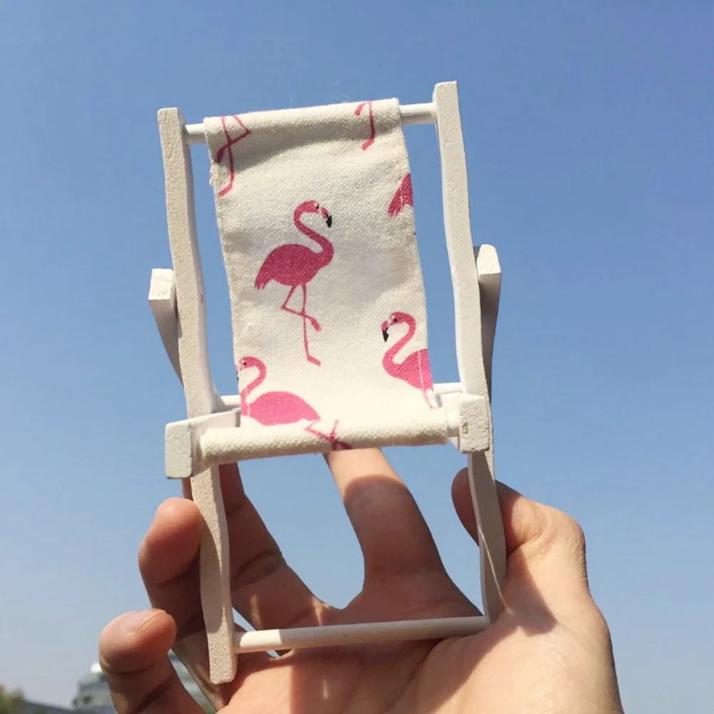 

Dollhouse Chair Accessory Decoration Beach Creative Phone Holder Wooden Mini Furniture Model