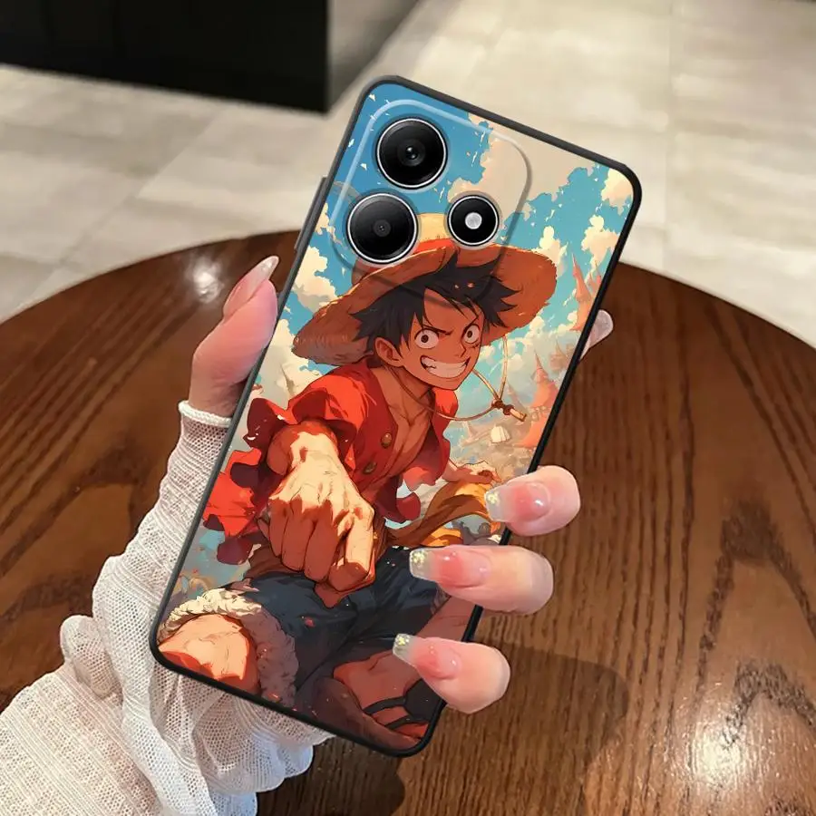 Capa de telefone macia preta para xiaomi redmi note 13 14 pro plus 12s 7 8 9 10 11 12 pro 10s 9s 11s anime luffys de uma peça