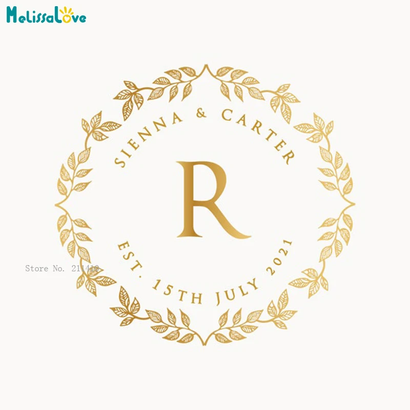Custom Name Date Initials Wedding Ceremony Floor Sign Logo Exquisite Design Stickers Removable Decals Vinyl YT6626