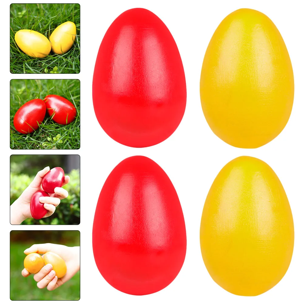 

4pcs Wooden Egg Shakers Musical Percussion Instruments For Kids Baby Maracas Colorful Eggs Music Tool