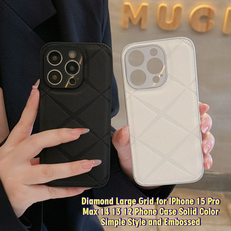 

Diamond Large Grid for IPhone 15 Pro Max 14 13 12 Phone Case Solid Color Simple Style and Embossed