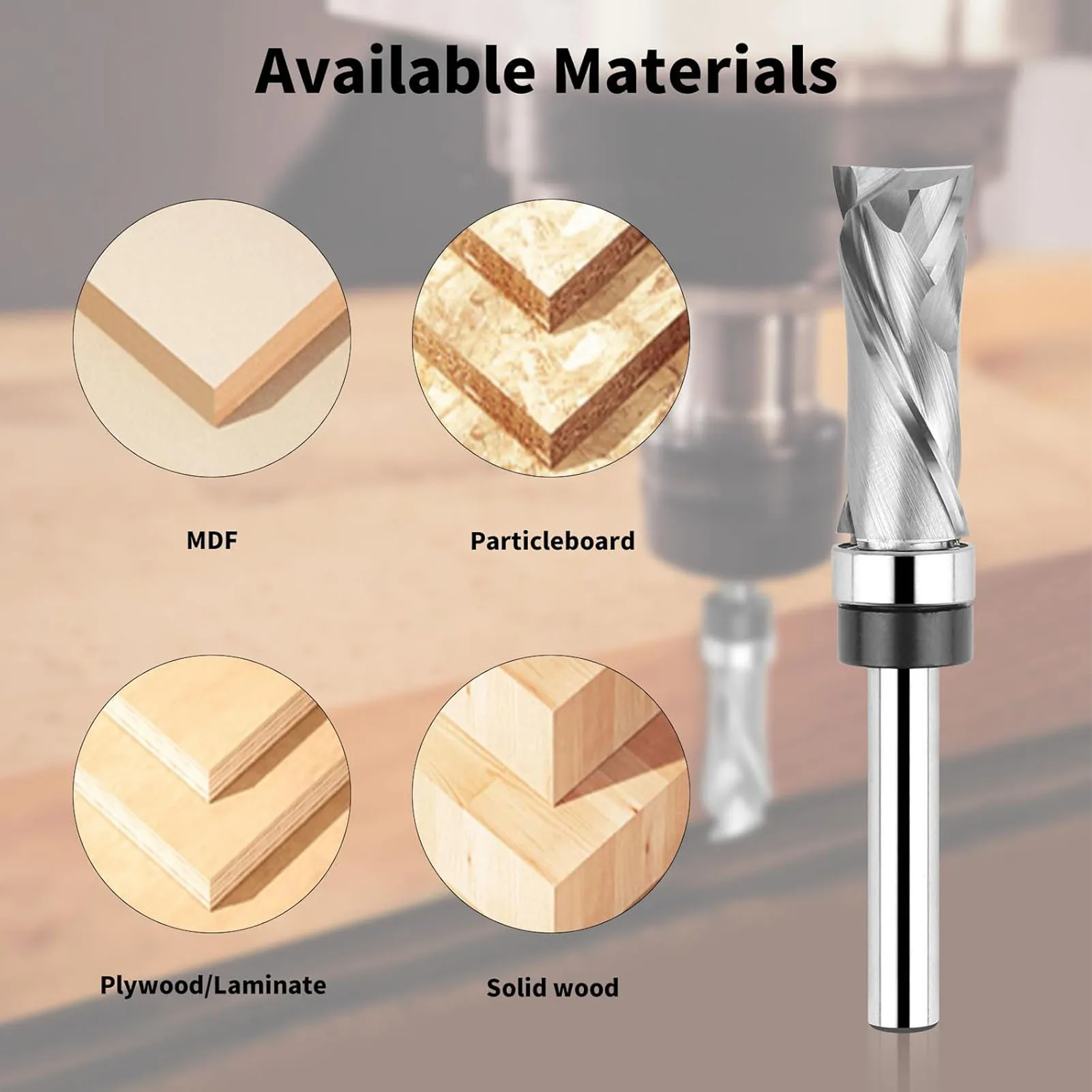 ضغط فلوش تقليم راوتر بت 1/4in عرقوب التنغستن الصلب دوامة نمط قالب راوتر بت للتقليم #6