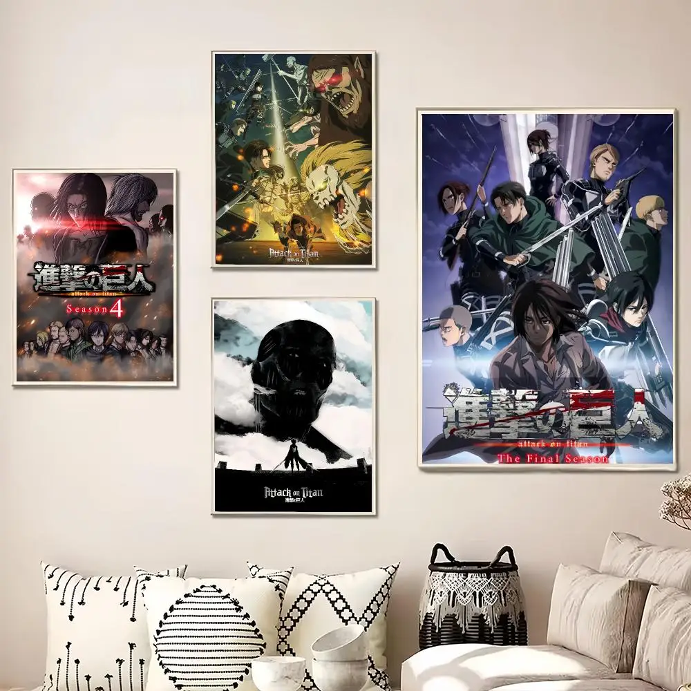 Anime A-Attack O-On Titan Painting Calligraphy Canvas Poster Wall Art for Living Room Bedroom Cafe Decor Gift