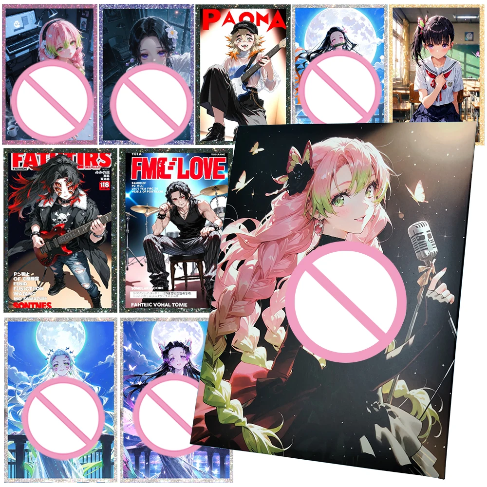 

Demon Slayer, яркие кровавые приключения, редкие карты, фанаты любви, популярные красивые девушки, цветная бумажная карта, детская коллекция, забавные подарки