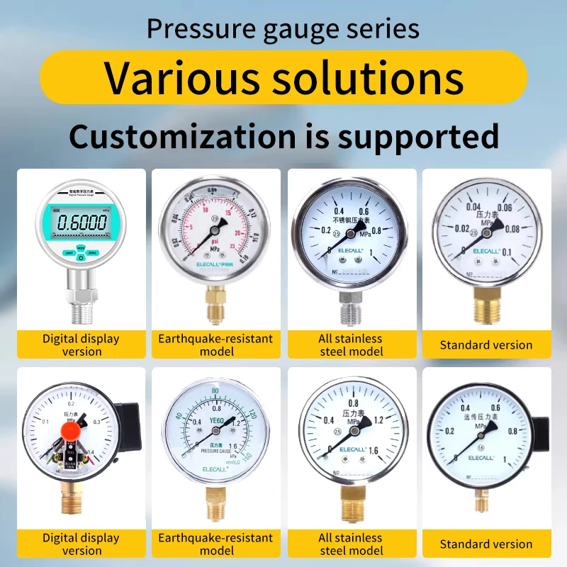 Low Pressure Gas Gauge Air Vacuum Water Pressure Gauge  0 15 Psi Pressure Gauge 5 10 16 25 100 200 bar Kpa Mpa Bourdon Manometer