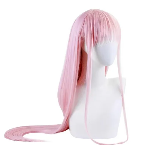 Anime in the Cosplay Wig Zero Two Wigs Without Headwear Role Play Pink Color Cos Perucas Wig