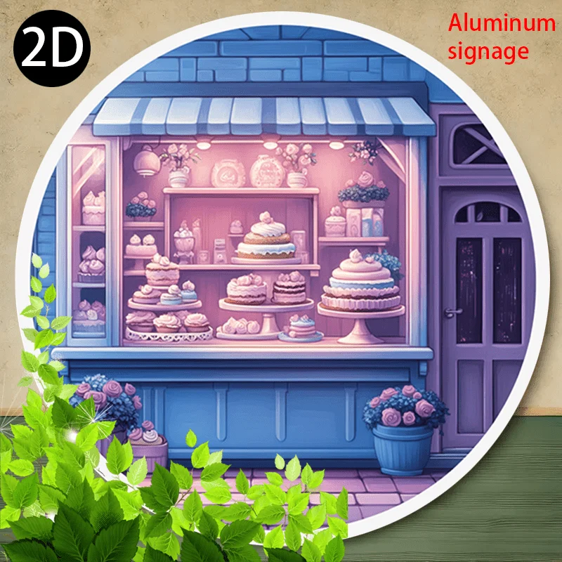 1 Stück Vintage Bakery Cafe Wanddekoration – elegantes Pastellrosa und blaues Gebäck-Display-Schild, langlebiges Aluminium-Metallschild für die Küche,