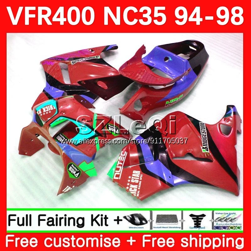 VFR400R For HONDA VFR400 RVF VFR 400 R RR 400R Dark Red 94 95 96 97 98 65No.161 RVF400R NC35 1994 1995 1996 1997 1998 Fairing