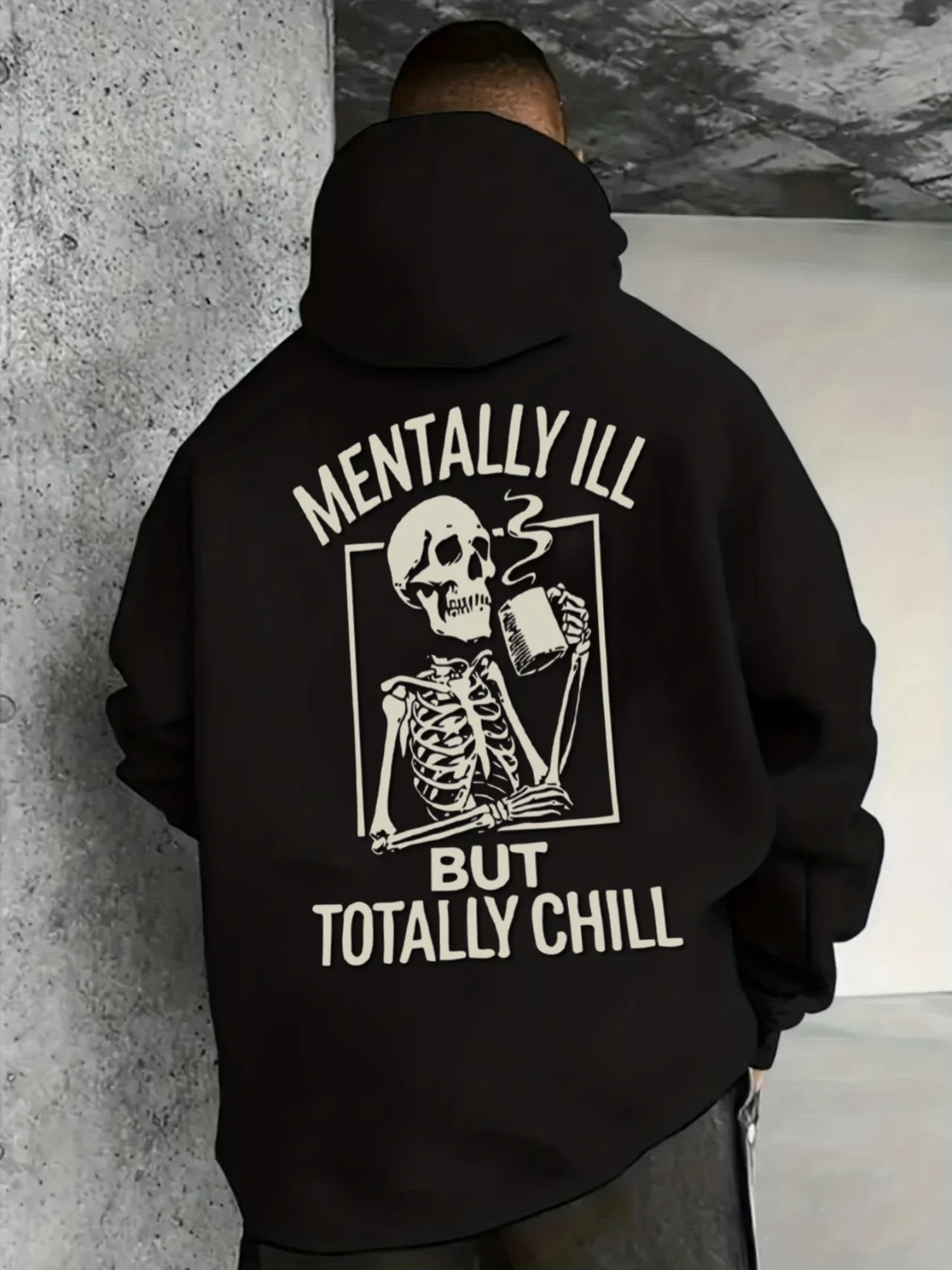 Mens Casual Skull Bone Hoodie Urban Fashion