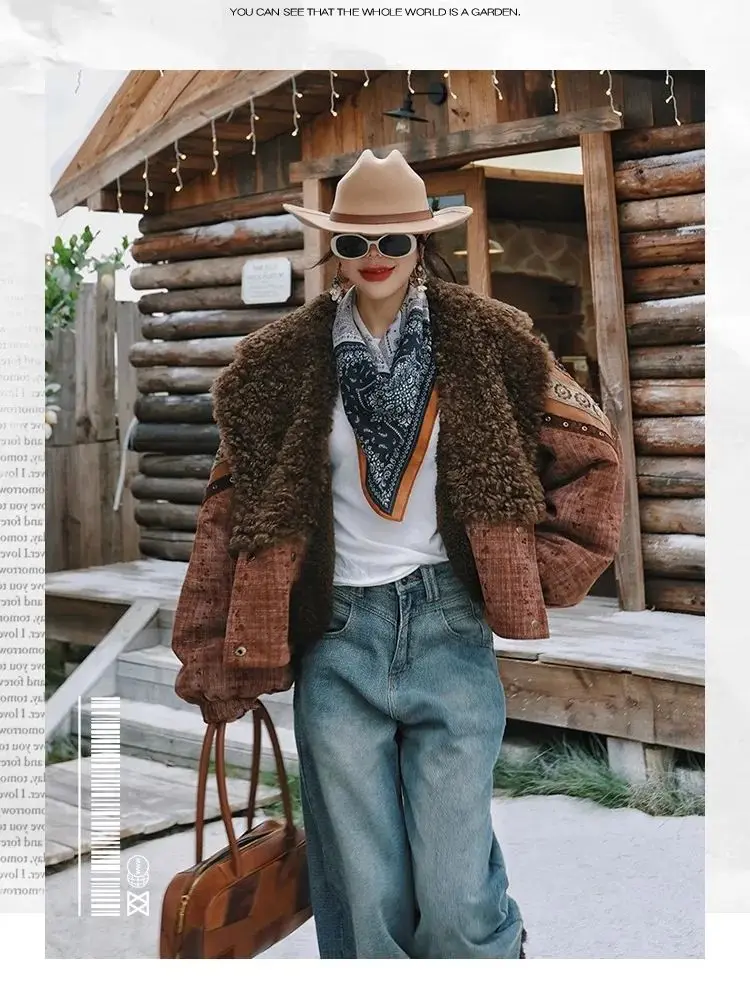 TIYIHAILEY Winter Women Outerwear Coats Jacket Warm Thick High Quality Faux lamb Fleece New 2026 Brown Turn Down Collar Short