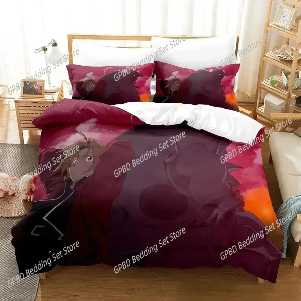 Fullmetal Alchemist 3D Bedding Set Duvet Cover Pillowcases Single Twin Full Queen King Size Home Decor Quilt Boys Gift Quilt Cov