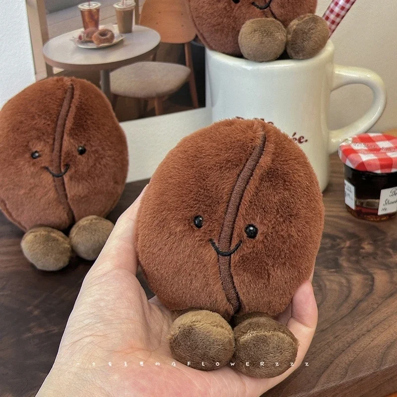 Jellycat – peluches de grains de café souriants, 13/21cm, adorables grains de café en peluche avec pied, poupée mignonne, décoration de maison, cadeaux de noël pour filles
