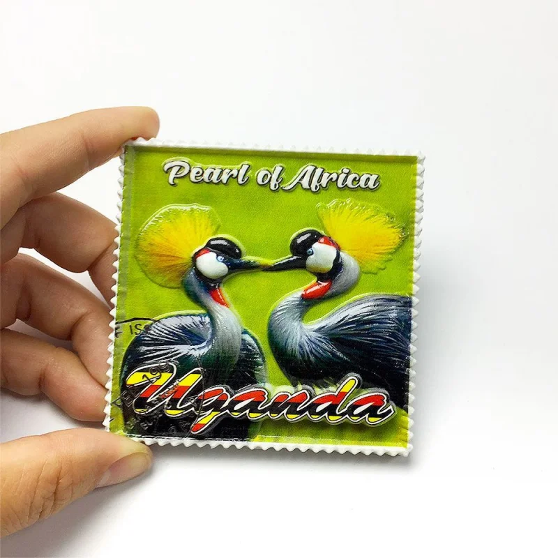 Uganda souvenir simulation of East African crown crane magnetic refrigerator sticker, high aesthetic decorative item