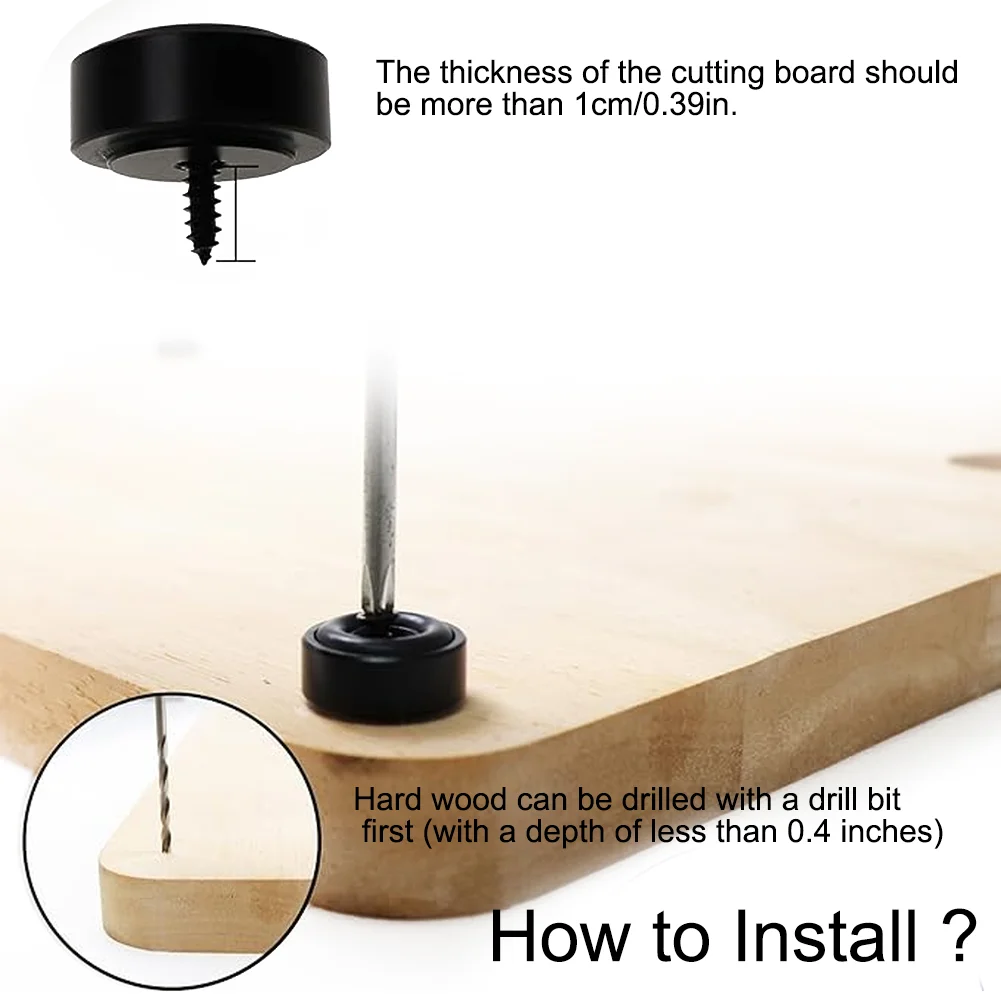 Non-Slip Feet for Wooden Cutting Boards - Aluminum Legs with Screws Compatible with Boards 0.4 Inch Thick or More