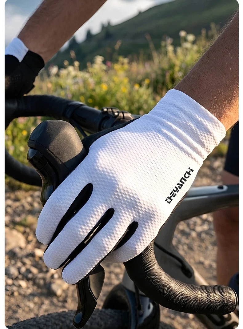 GTUBIKE Fahrradhandschuhe mit Vollfingerbedeckung, Touchscreen-fähig, Atmungsaktiv, Rutschfest, Stoßdämpfende Handflächenpolsterung – Detail 2