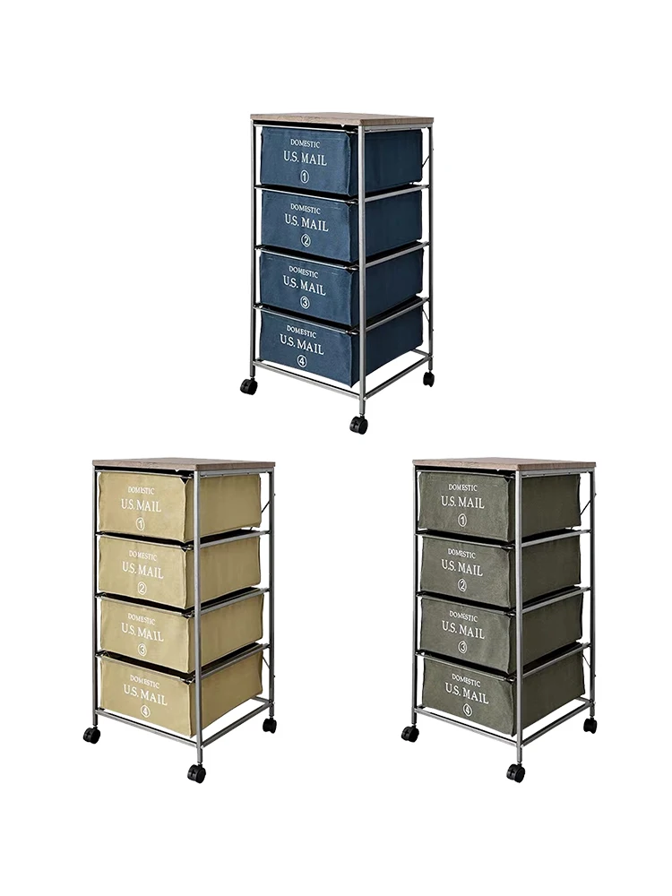 Canvas Storage Cabinet Drawer-Style Organizing Cabinet Camping Wind Movable Multi-Layer Storage Rack