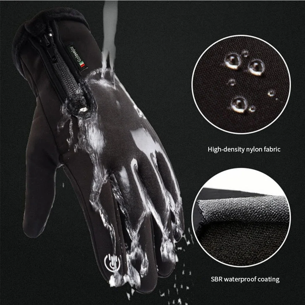 Motorcycle Gloves Winter Thermal Fleece Lined Winter Water Resistant Skin-friendly Touch Screen Outdoor Moto Riding Ski Gloves image 5