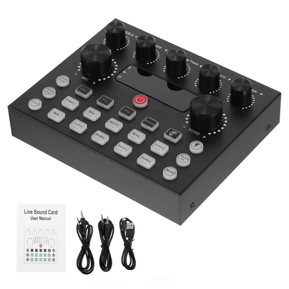 

Внешняя звуковая карта V8S со смесителем, USB, устройство для изменения голоса в реальном времени, звуковая карта с несколькими звуковыми эффектами, звуковая карта в реальном времени