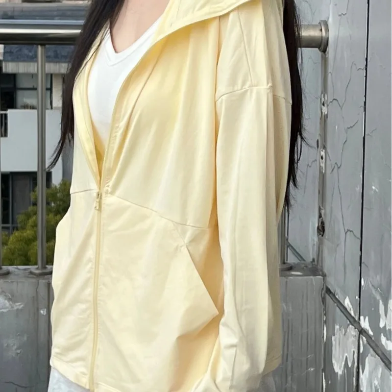 

Solid Jackets Women Spring Summer Sun Protection Cool Ice Silk Breathable Thin Loose Slim All-match Korean Style Chic Streetwear