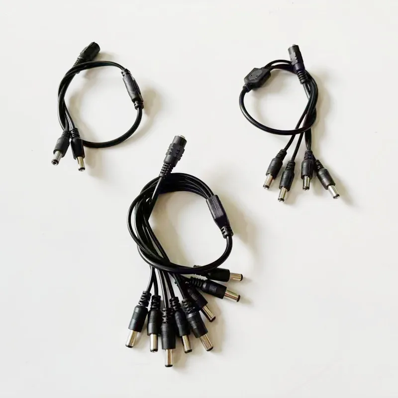 DC Power Splitter Cable 5V 12V Power Adapter Connector Cord 5.5mm 2.1mm 1 To 2/4/8 Way For LED Strip Lights CCTV Camera