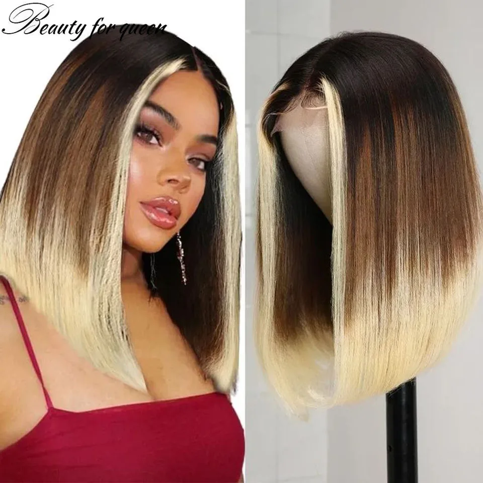 شعر مستعار قصير بوب خصلات الشعر المستعار الإنسان الملون براون الدانتيل الجبهة باروكة من شعر طبيعي خصلات الشعر المستعار الإنسان 100% الفتيات الجميلات ارتداء ملابس رائعة