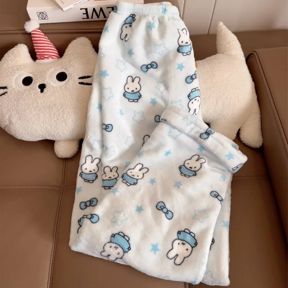 

Cute Miffy Pajamas Plus Velvet Thickened Flannel Pajamas Cartoon Rabbit Casual Home Clothes Winter Warm and Fashionable