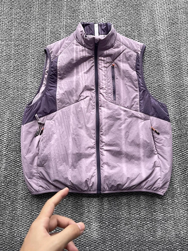 

Американский Sle Color Blo Thi, теплый жилет с воротником-стойкой, осенне-зимний уличный дизайн, многослойный хлопковый жилет