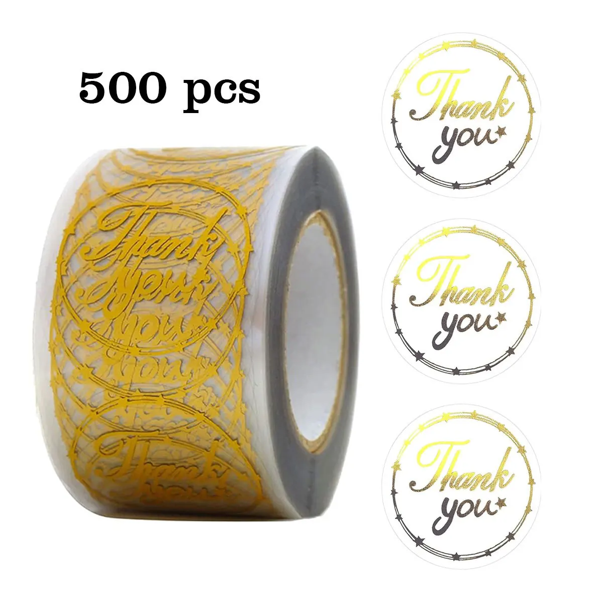 500pcs 1inch Clear Gold Foil Thank You Stickers for Envelope Sealing Label Stickers Pretty Things Inside for Gifts Package