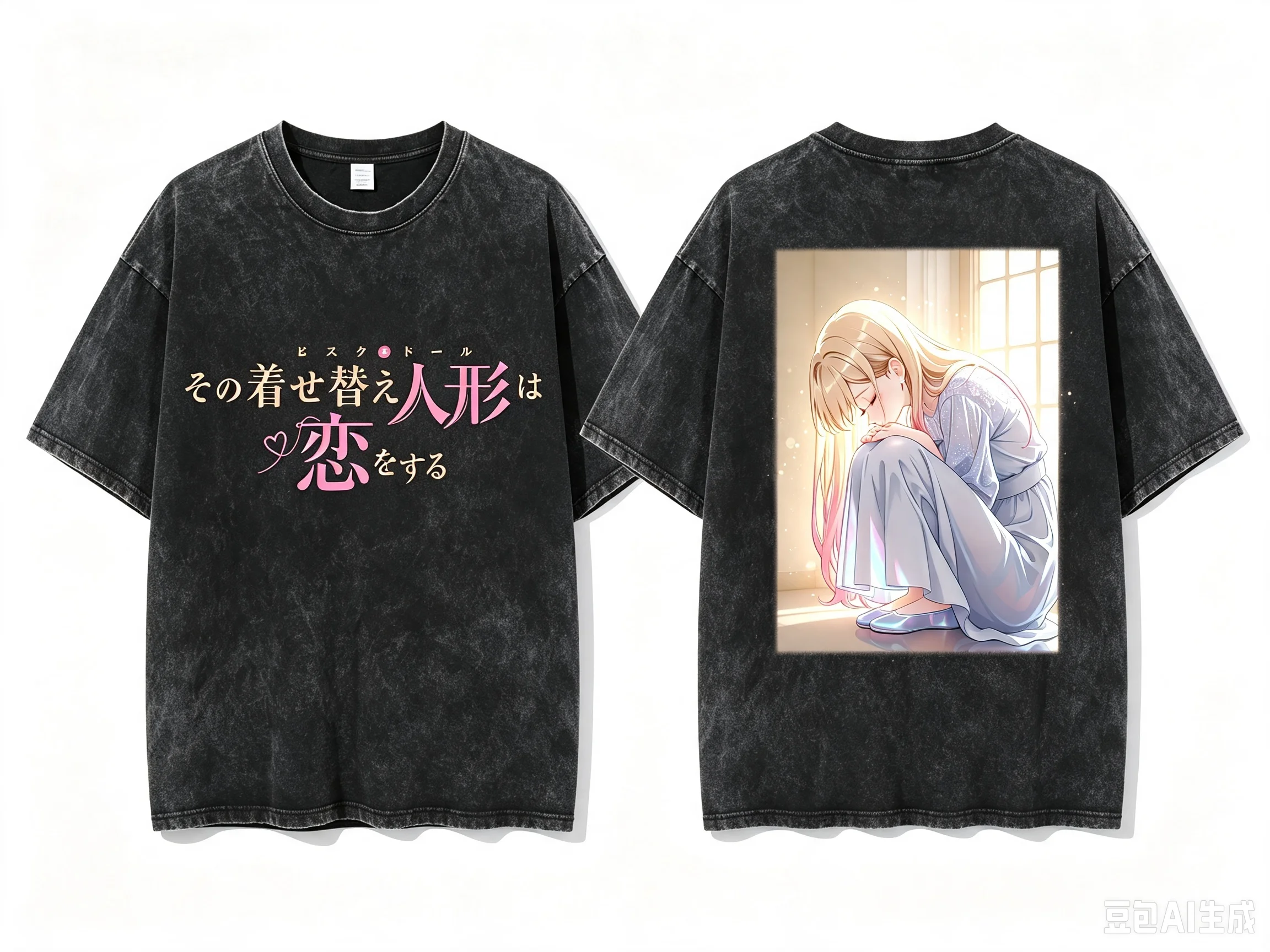 Kitagawa Marin Sono Bisque Doll Wa Koi O Suru Cos Pecorine Front And Back Printed Crew Neck Short Sleeve T Shirt