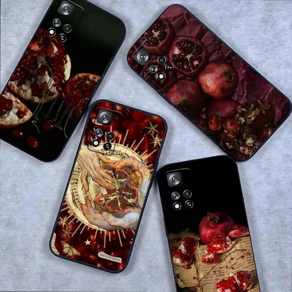 

Pomegranate Fresh Friut Phone Case For Samsung S 25,24,23,22,30,21,10,9,Ultra,Plus,Lite,FE,4,5G Black Soft Case