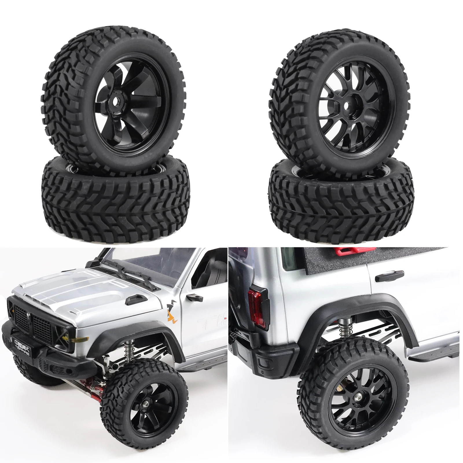 RC car tire diameter 75mm off-road rally car suitable for 1/10/1/12 tire belt sponge inner liner plastic wheel hub coupler 12mm