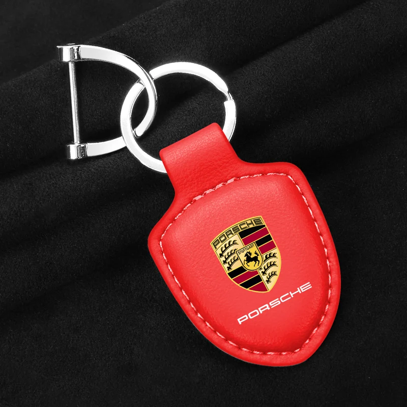 Porte-clés de voiture en cuir de type bouclier, porte-clés pour Porsche, Panamera, Broderie, Taycan, 911, 718, Macan Carrera, Accessoire, 928, 944, 968, 944