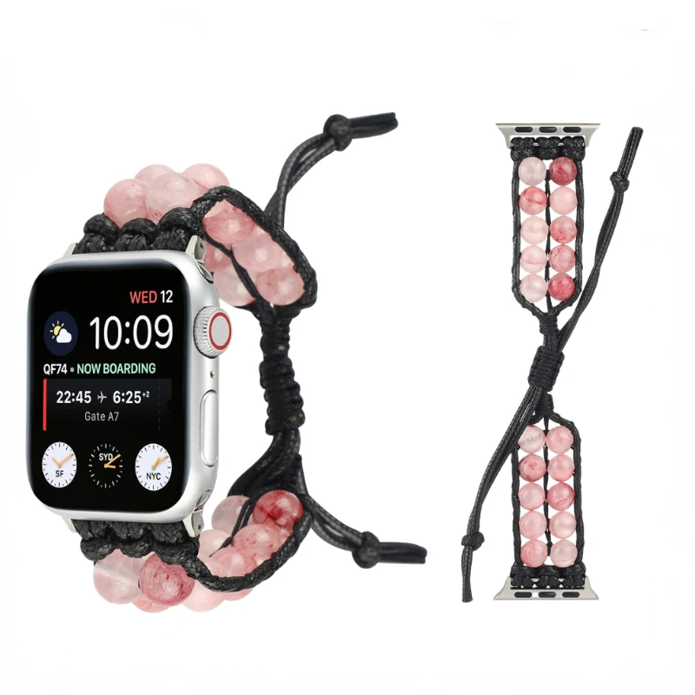 

Agate Jewelry Strap for Apple Watch 8 7 45mm 41mm Women's Adjustable Braided Bracelet for iWatch 6 5 4 3 SE 44mm 40mm 42mm 38mm