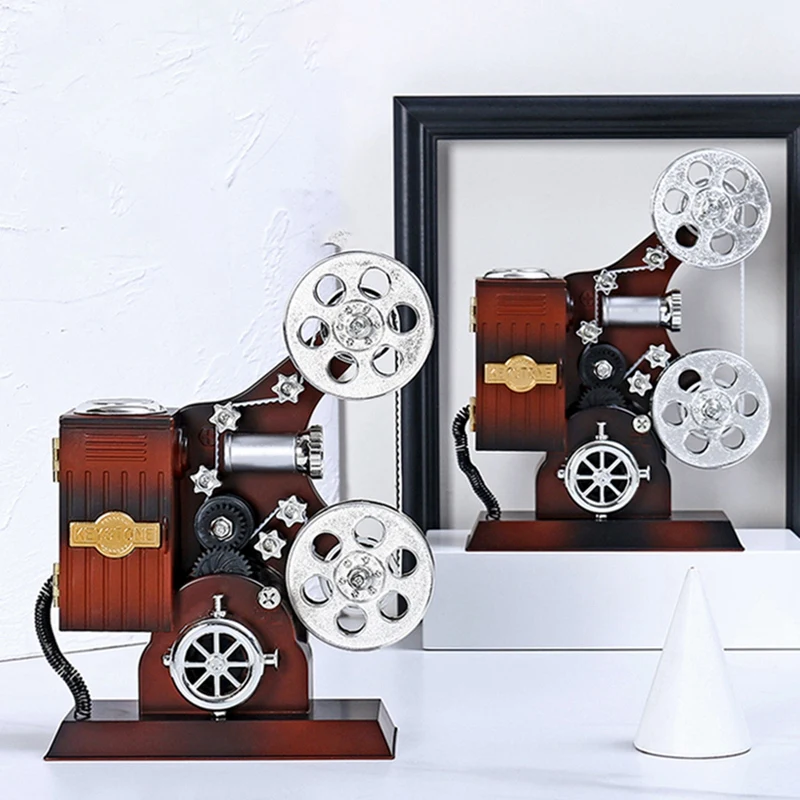 1Piece Retro Old Movie Projector French Horn Music Box Twirling Music Box Gift Music Box Model Home Decoration