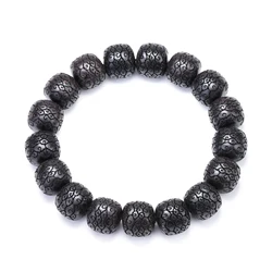 Ebony Sandalwood Carving Clouds Single Bracelets Men and Women with Buddha Beads String Bracelet Cultural Rosary Ornaments 12mm